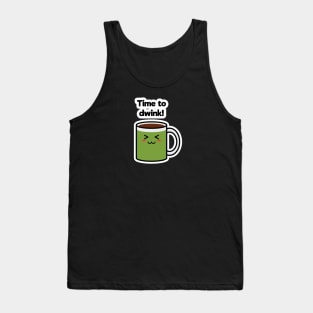 Time to Drink | Coffee | Charging | High Battery | Cute Kawaii | Black Tank Top